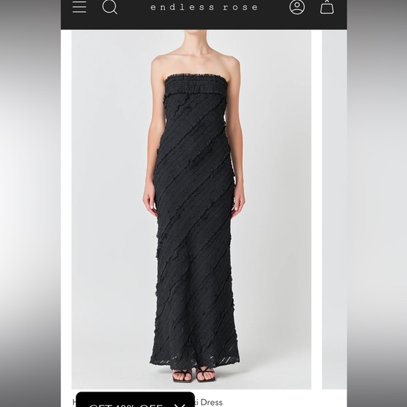 endless rose STRAPLESS RUFFLED MAXI DRESS - Picture 3 of 6